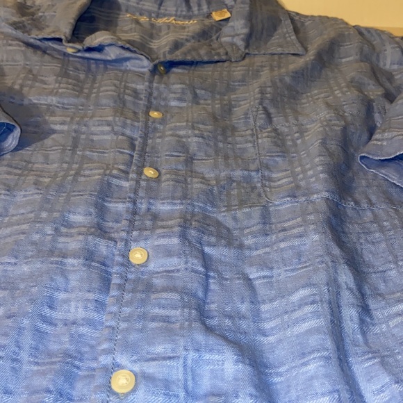 Caribbean Men’s 3XB Linen Cotton Blend Blue Hawaiian Shirt - Picture 4 of 5